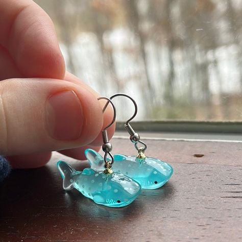 Blue Whale shark earrings Whale Shark Keychain, Blue Whale Shark, Shark Keychain, Shark Earrings, Whale Shark, Blue Whale, Shop Earrings, Closet, Blue