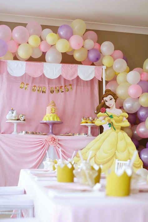 Belle / Beauty and the Beast Birthday Party Ideas | Photo 2 of 25 | Catch My Party Beauty And The Beast Tea Party, Be Our Guest Birthday Party, Be Our Guest Party, Belle Party Ideas, Princess Belle Party, Princess Themed Birthday Party, Beauty And The Beast Birthday, Belle Birthday Party, Beauty And Beast Birthday