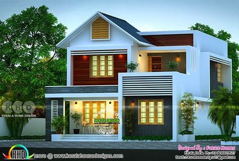 163 sq-m beautiful mixed roof 4 BHK Kerala home | Kerala home design | Bloglovin’ Home Kerala, Kerala Home Design, Kerala Home, 2 Storey House Design, House Roof Design, Two Story House, Small House Elevation Design, Latest House Designs, Homes Modern