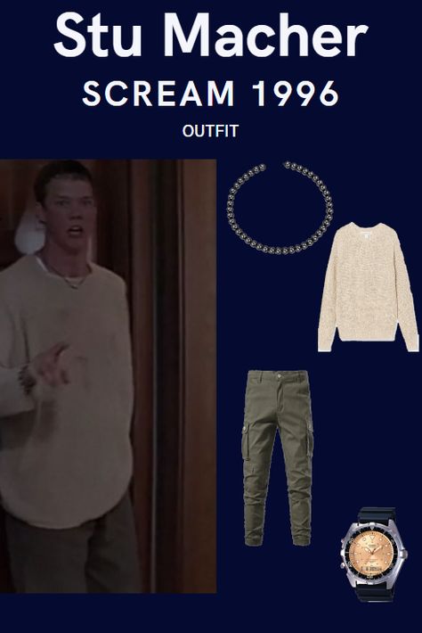 Stu Macher's outfit in Scream 1996

#halloween #scream #stumacher #matthewlillard Stu Macher Scream, Stu Macher, Outfit For Halloween, Scream 1996, Scream, Halloween, Quick Saves