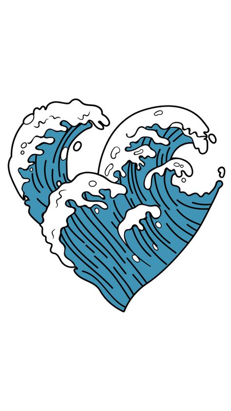 VSCO Ocean Wave Heart Sticker. Love for surfing, love for waves, love for the stormy power of clear ocean waters.. Space Ocean, Nova Art, Heart Wave, Clear Ocean, Power Tattoo, Surf Stickers, Polynesian Tattoo Designs, Cute Summer Wallpapers, Cute Blue Wallpaper