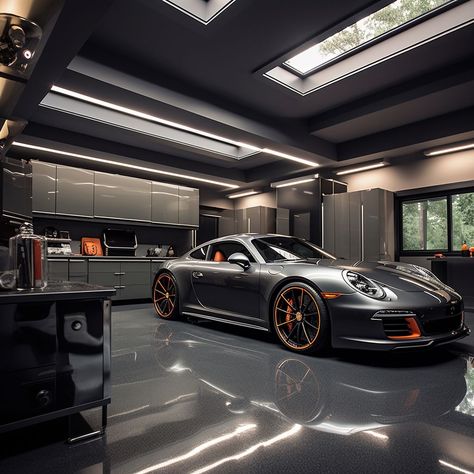 Dream Garage Man Cave, Obsessed Garage, Car Showroom Interior, Porsche Garage, Garage Design Ideas, Garage Designs, Garage Design Interior, Luxury Car Garage, Garage Cabinet