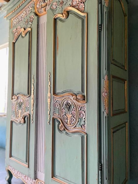 Custom Order Option, French Style Vintage Wedding Armoire - Etsy French Rococo Armoire, Teal Rooms, Painted Armoire, French Wardrobe, French Armoire, Painted Cabinets, French Bedroom, French Rococo, Killing Eve