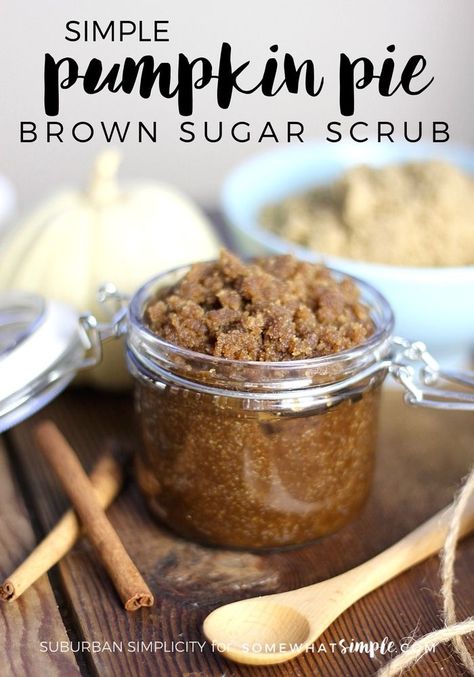 Lip Scrub Diy Recipes, Pumpkin Spice Sugar Scrub, Scrub Recipe Diy, Easy Sugar Scrub, Diy Sugar Scrub Recipe, Diy Pumpkin Spice, Brown Sugar Scrub, Body Scrub Recipe, Sugar Scrub Homemade