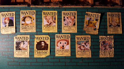 Its done! My Wanted poster Wall! Painted, rippt and scratch! When i saw them at the shop i thought, oh hey those are cool, let's get them. Come home look them over and start thinking. What do i do with them? Put them on the wall? No. They are boring to look at all the time. Then i started with Shanks poster by ripping the side of it and thought, that look good.And now you see the end of my unexpected plan. But it looks good and I am proud. I Love One Piece so this is like a bonus. XD Shanks Poster, Design My Room, Its Done, Wanted Poster, Anime Room, Gaming Room, Come Home, Home Look, Brick Wall