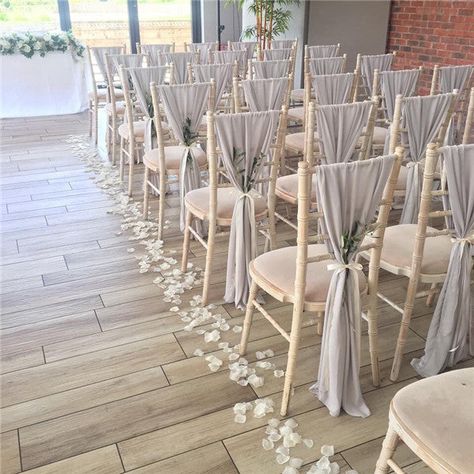 Wedding Chair Decorations You Will Like Chivari Chairs Wedding, Sweetheart Table Chairs, Grey Wedding Decor, Drop Chair, Chivari Chairs, Decorations For Wedding, Wedding Chair Sashes, Cheap Wedding Decorations, Bear Wedding