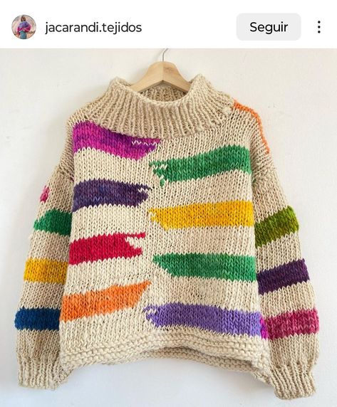 Scrap Knitting Sweater, Multicolor Knit Sweater, Scrap Yarn Sweater Knit, Scrap Yarn Knitting, Knit Striped Sweater, Summer Knitting Patterns, Colorful Knit, Kids Knitting Patterns, Jumper Knitting Pattern