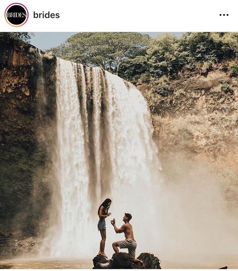 Dream proposal Waterfall Proposal, Cute Proposal Ideas, Proposal Pictures, Proposal Photos, Photography Couple, Hawaii Honeymoon, Romantic Proposal, Perfect Proposal, Wedding Proposals