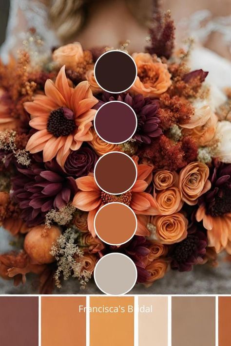 Autumn Wedding Colour Scheme, Wedding Color Themes Colour Palettes, Fall Wedding Color Schemes, Wedding Color Pallet, Fall Wedding Color Palette, Color Design Inspiration, Color Schemes Colour Palettes, Wedding 2025, Brand Color Palette