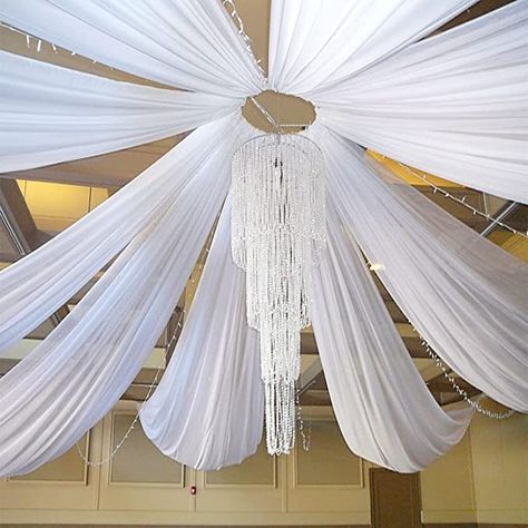 Wedding Drapes, Wedding Ceiling Decorations, Ceiling Drapes, Wedding Arch Draping, How To Make A Chandelier, Arch Draping, Wedding Ceiling, Ceiling Draping, Reception Backdrop