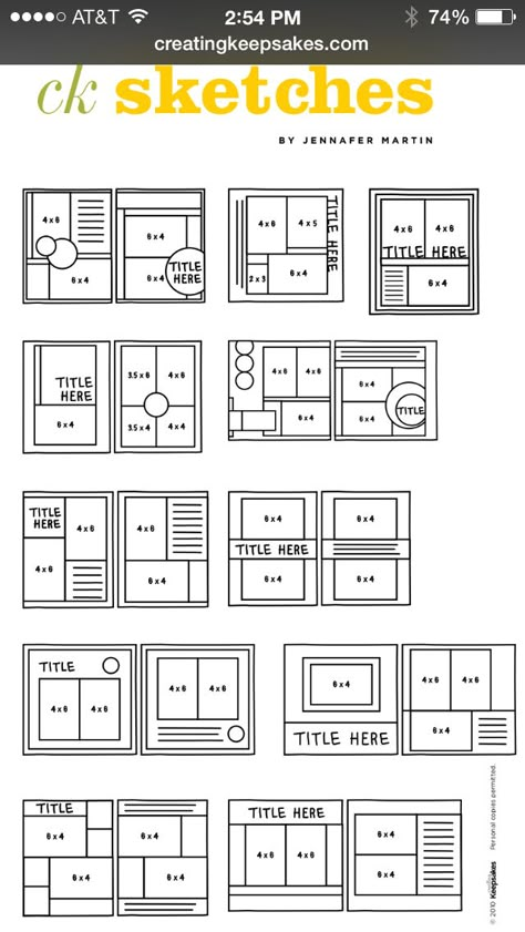 CK Sketches Scrapbook Layouts With Lots Of Photos, 12x12 Scrapbook Layouts 4x6 Photos, Scrap Booking Ideas Layouts Aesthetic, Scrapbook Ideas Simple, Simple Scrapbook Ideas, Scrapbook Ideas Layouts, Page Sketches, Sketchbook Layout, Scrapbook Design Layout