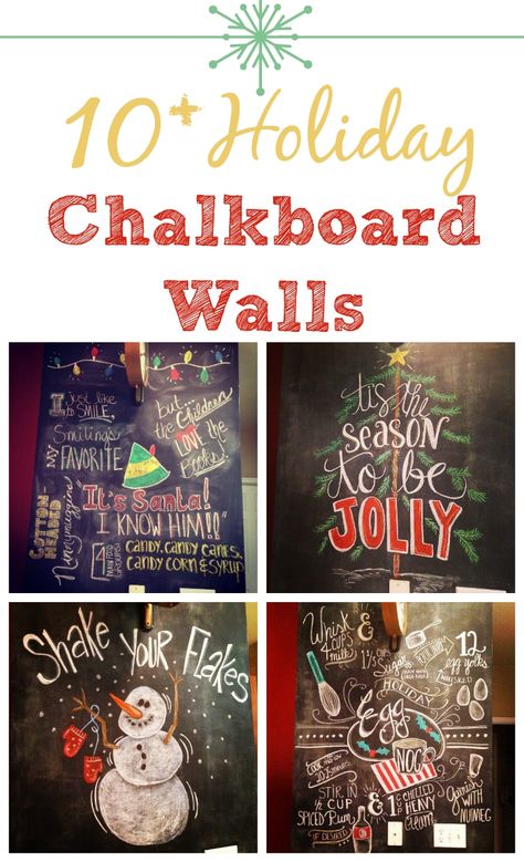 Holiday Walls - I can't believe these were all done in chalk -- amazing!! Holiday Chalkboard, Chalkboard Walls, Christmas Chalkboard Art, Chalkboard Wall Bedroom, Chalkboard Door, Chalkboard Wall Art, Chalk Sign, Chalk Wall, Chalkboard Drawings