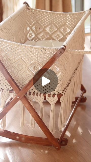 Macrame Bed, Hanging Cradle, Crochet Crib, Baby Crib Diy, Bedroom Ideas For Small Rooms Cozy, Baby Cradle, Cunas Para Bebes, Take Up Space, Love Crochet