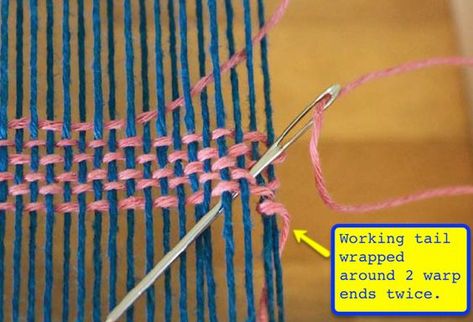 Hemstitching is worked on the loom while the warp is still under tension. Once the cloth is removed from the loom, you need only wash it and then trim the fringe. Here is a brief tutorial on how to hemstitch like a pro.   Set Up Weave about 1” leaving a tail of working weft ... Read moreFinish Before You Start, The Hemstitch Rigid Heddle Weaving Patterns, Rigid Heddle Loom, Weaving Loom Diy, Weaving Loom Projects, Rigid Heddle Weaving, Types Of Weaving, Weaving Tutorial, Heddle Loom, Weaving Rug