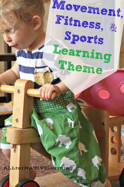 How to teach preschoolers and toddlers about sports, fitness, and movement. Get them moving with fun learning games in this week's tot school and preschool theme | ALLterNATIVElearning Preschool Exercise Activities, Movement Fitness, Fun Learning Games, Practical Life Activities, Best Workout Plan, Movement Activities, Tot School, Preschool Theme, Teaching Preschool