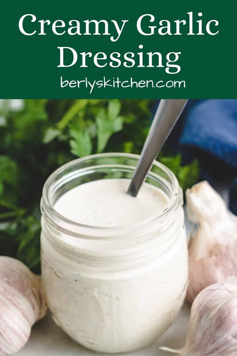 A simple creamy garlic dressing recipe that's done in 5-minutes or less! Simply combine the ingredients in a bowl and serve with your favorite salad. #berlyskitchen Garlic Salad Dressing Recipe, Garlic Dressing Recipe, Garlic Salad, Creamy Garlic Dressing, Garlic Salad Dressing, Garlic Ranch, Arranging Furniture, Garlic Dressing, Vegetable Casserole Recipes