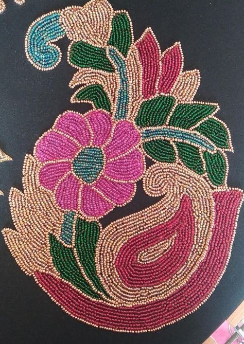 Sugar Beads Aari Work Design, Sugar Beads Embroidery Designs, Aari Stitches, Khatli Work, Peacock Embroidery Designs, Peacock Embroidery, Acrylic Rangoli, Sugar Beads, Skirt Patterns