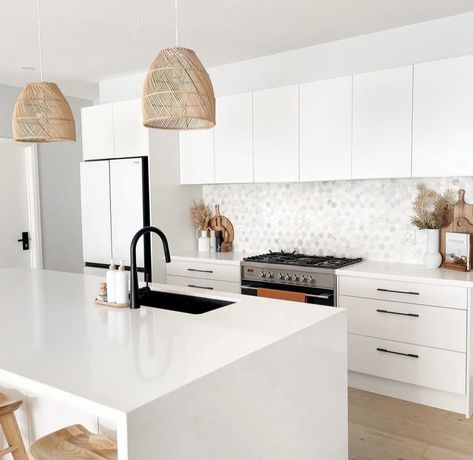 Tiling Kitchen, Small White Kitchen, Modern Coastal Kitchen, Coastal Kitchens, Coastal Neutral, Abi Interiors, Small White Kitchens, Scandi Kitchen, Paint Cabinets White