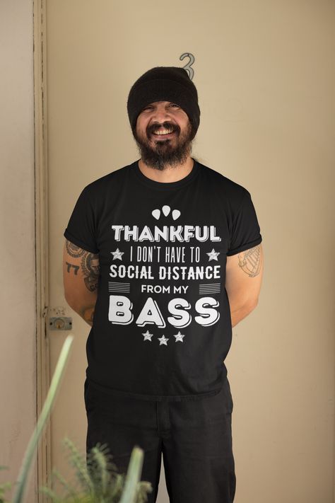 Celebrate Thanksgiving Holiday this 2020 in style wearing this funny Thankful I Don't Have To Social Distance From My Bass design at Thanksgiving Dinner, Friendsgiving or Turkey Day! Perfect gift idea and present for any bassist or bass guitar lover. Electrician Work, Lcd Soundsystem, Fart Humor, Mountain Tee, Papa Shirts, Presents For Dad, Fathers Day Shirts, Work Shirt, Fantasy Football