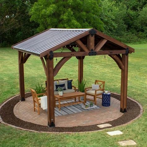 Gazebo Ideas Backyard, Gazebo Ideas, Wooden Gazebo, Backyard Gazebo, Pergola Design, Backyard Pavilion, Wooden Pergola, Backyard Pergola, Garden Gazebo