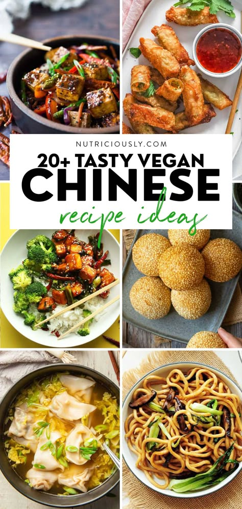 Skip the weekly takeout from your local restaurant and enjoy these flavorful homemade vegan Chinese recipes instead! Find veggie dishes, noodles, mock meat, rolls, and more. These plant-based recipes are great for weeknights and family-friendly. Vegan Pork Recipes, Veggie Chinese Recipes, Plant Based Japanese Recipes, Vegan Chinese Dessert, Chinese Food Vegan, Restaurant Vegan Recipes, Plant Based Chinese Recipes, Vegan Chinese Food Recipes, Plant Based Asian Recipes