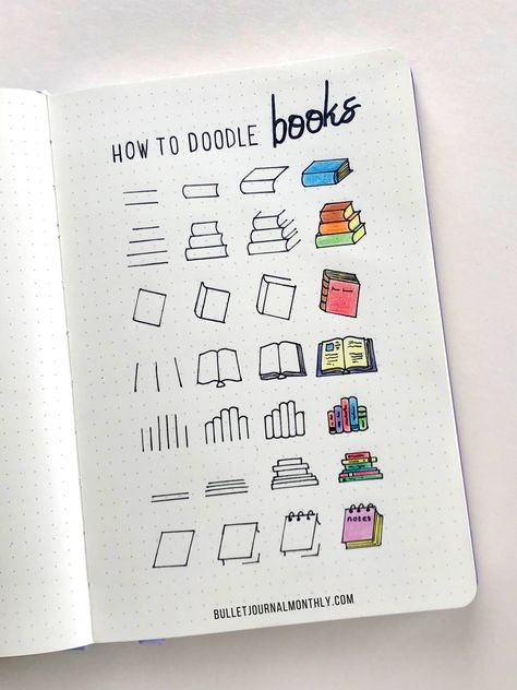 How To Draw A Book For Beginners - Bullet Journal Monthly 47F Bullet Journal Reading Log, Draw A Book, Open Book Drawing, Book Doodles, Doodle For Beginners, Draw Book, How To Doodle, Bullet Journal Lists, Book For Beginners