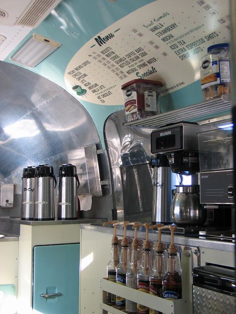 Airstream 1958 Cosmic Cafe | Fully self contained mobile kit… | Flickr Wedding Food Truck Catering, Airstream Food Truck, Cafe Truck, Food Truck Ideas, Kombi Food Truck, Coffee Food Truck, Mobile Cafe, Food Truck Wedding, Food Vans