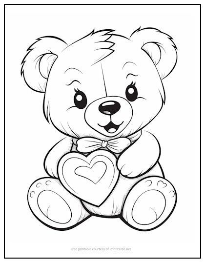 Bear Coloring Page, Valentine Bear, Rainy Day Activity, Bear Picnic, Kids At Home, Bear Coloring Pages, Teddy Bear Picnic, Bear Valentines, Printable Kids