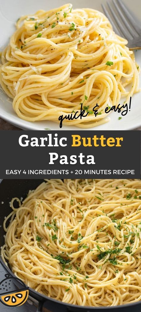 Spaghetti With Butter And Garlic, Yum Yummy Recipes Pasta, Garlic Butter Linguine Pasta, Garlic Butter Noodles With Chicken, Easy Recipes With Spaghetti Noodles, Easy Pasta Toppings, Garlic Parmesan Buttered Noodles, Garlic Butter Spaghetti Noodles, Super Simple Pasta Recipe