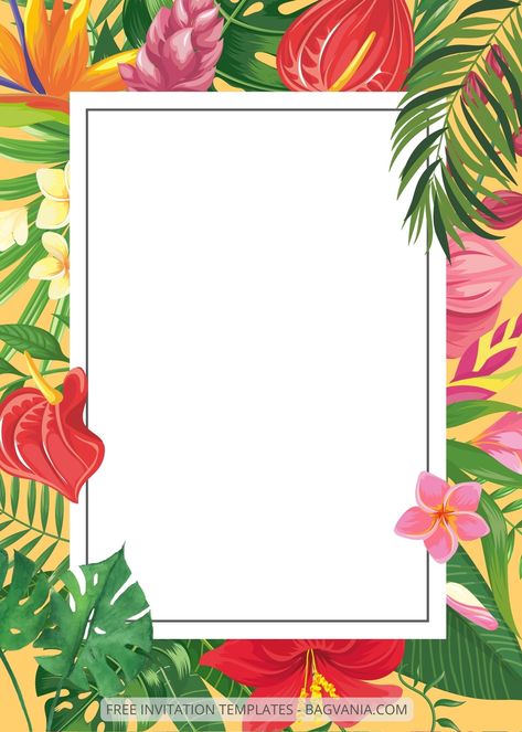 Tropical Party Invitations, Tropical Wedding Theme, Free Printable Invitations Templates, Invitations Template, Canva Wedding, Free Printable Invitations, Birthday Disney, Tropical Party, Tropical Theme