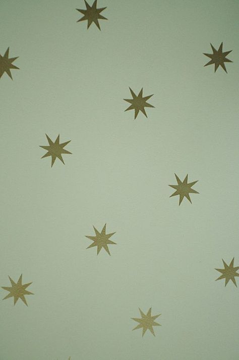 DIY Starry Ceiling (ala Osbourne and Little Coronata Star Wallpaper) - Jenny Komenda Star Wall Stencil, Gold Contact Paper, Kristen Davis, Starry Ceiling, Juniper Home, Green Notebook, Furbish Studio, Star Wall Decals, Star Ceiling