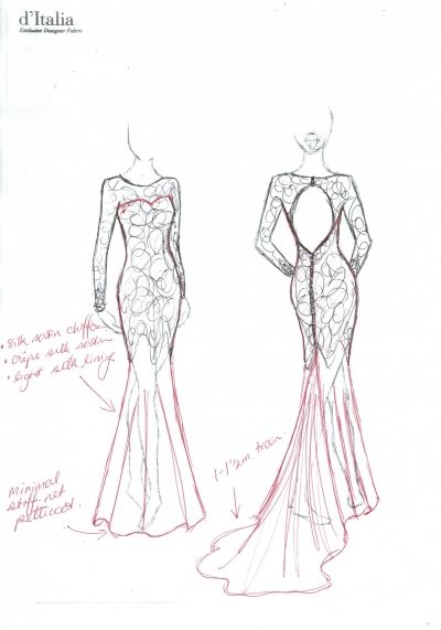 Open Back Long Sleeve Gown - design sketch #frenchlace #italiansilk #wedding #bridalgown #bride #weddingdress #fashion #fashiondesign #drawing www.ditalia.com.au/blogs/article/open-back-long-sleeve-gown-sketch Strapless Homecoming Dresses, Gown Drawing, Wedding Dress Sketches, Hayden Williams, 2016 Wedding Dresses, Sketches Dresses, Dress Mermaid, Back Wedding Dress, Long Sleeve Gown