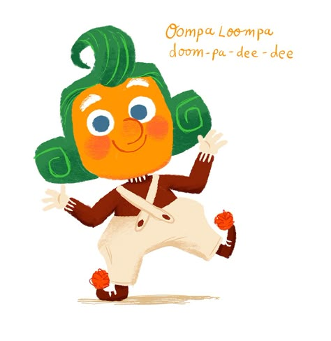 Oompa Loompa Doom-pa-dee-dee Chris Chatterton, Oompa Loompa Willy Wonka, Willy Wonka Party, Wonka Chocolate, Oompa Loompa, Homeschool Preschool Activities, Quirky Illustration, Disney Images, Wallpaper Cute