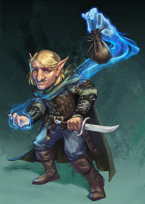 Arcane Outfit Ideas, Gnome Sorcerer, Outfit Ideas Male, Gnome Dnd, Halfling Rogue, Rogue Dnd, Dungeons And Dragons Races, Arcane Trickster, Missing Father