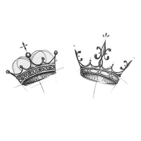 Pair Tattoos, Partner Tattoos, Crown Tattoo Design, Small Quote Tattoos, Queen Tattoo, Crown Tattoo, Best Sleeve Tattoos, Black Ink Tattoos, Trendy Tattoos