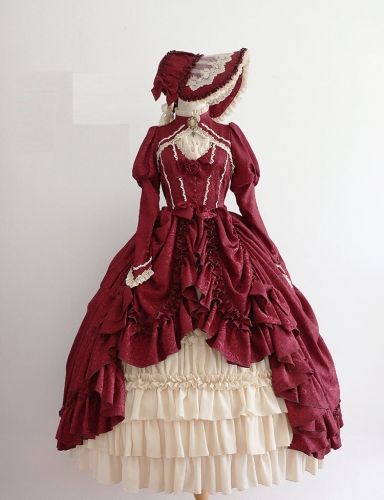 Custom Size Lolita Dresses, Custom Tailor Lolita Dresses, Customizable Lolita Dresses Red And White Victorian Dress, Red Ballroom Gown, Victorian Era Dresses Simple, Victorian Red Dress, 1800s Dresses Victorian, Roccoco Dresses, Candy Outfits, Red Victorian Dress, Pink Victorian Dress