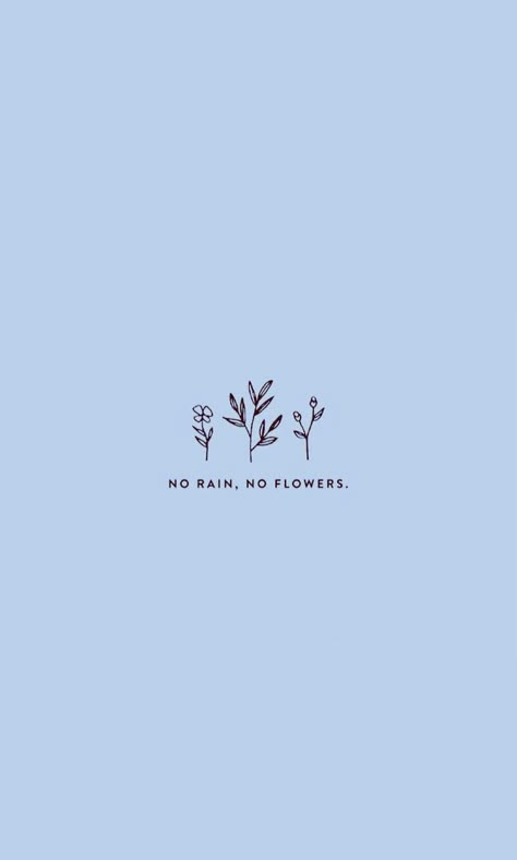 No Rain No Flowers Wallpaper, Blue Widget, Blue Flower Wallpaper, Blue Quotes, Cute Phrases, Blue Words, Baby Blue Aesthetic, Light Blue Aesthetic, No Rain No Flowers