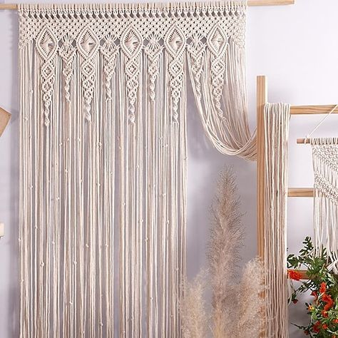 Drapes Pattern, Privacy Patio, Bohemia Wedding, Macrame Door Curtain, Pergola Gazebo, Sliding Door Curtains, Tapestry Curtains, Patio Wedding, String Curtains