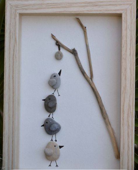 Pebble Art Trees Ideas, Rock Art On Canvas Ideas, Rocks On Canvas Stone Art, Stone Crafts Diy Rock Art, Diy Seaglass Art Ideas, Pebble Art Ideas Inspiration, Pebble Art Ideas Diy, Stone Art Ideas, River Rock Decor