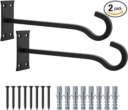 Amazon.com: QIEGL 10 inch Heavy Duty Hanging Plant Bracket Decorative Shepherds Hook 2 Pack Black Wall Plant Hanger for Hanging Lantern, Flower Basket, Bird Feeders, Mason Jars, Hanging Solar Lights : Patio, Lawn & Garden Hanging Plant Hooks, Bird Feeder Hangers, Hanging Plants Outdoor, Plant Bracket, Plant Hooks, Deck Posts, Decorative Wall Hooks, Plants Outdoor, Wooden Decks