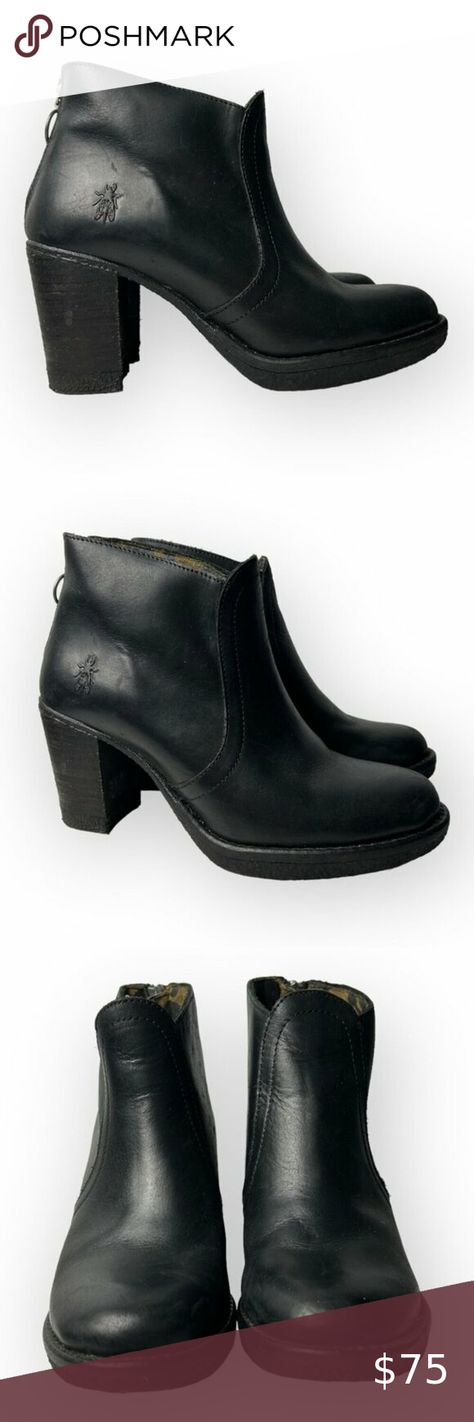 Fly London Black Leather Hebe Boot 35 Fly London Shoes, London Shoes, Fly London, Black Leather, London, Zipper, Boots, Heels, Plus Fashion