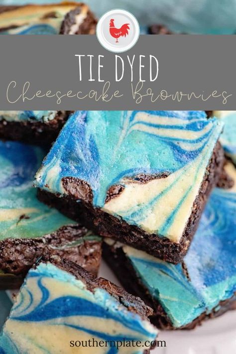 I first started making Tie Dyed Cheesecake brownies when my son was in elementary school, over ten years ago. With just a few gel food colors, I could always impress him with brownies to match any occasion! Over the years I’ve made them in Minecraft colors, Dr Who colors (it is possible), and more. Today I’m showing you a beautiful blue color combination that is perfect for Frozen fans, any winter gathering, or even Hanukkah! Light Blue Snacks For Color Party, Easy Blue Desserts, Blue Colored Desserts, Blue Brownies Recipe, Blue Potluck Food, Blue Foods For Color Party, Percy Jackson Blue Food, Blue Snacks For Color Party, Blue Dessert Ideas