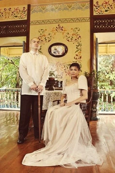 National Costume: BARONG TAGALOG for Filipino (men) and BALITAWAK SAYA for Filipina (women)#Pin By:Pinterest++ for iPad# Barong At Saya, Wedding Filipiniana, Pinoy Wedding, Filipino Decor, Filipino Costume, Filipino Barong, Filipiniana Wedding Dress, Filipiniana Wedding Theme, Philippine Culture