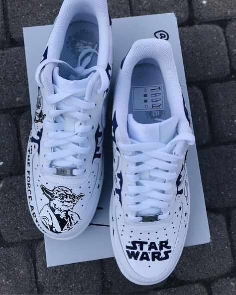 Star Wars Air Force 1 Custom Check more at https://danielcustoms.com/product/star-wars-air-force-1-custom-2/ Sneaker Ideas, Star Wars Shoes, Registry List, Painted Nikes, Af1 Shoes, Custom Af1, Shoe Ideas, Shoes Diy, Air Force 1 Custom