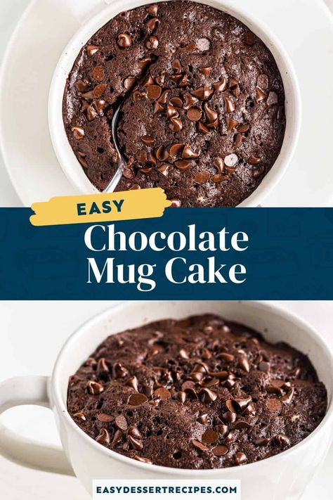 Chocolate Cake In A Mug Microwave, Homemade Mug Cake, Easy Chocolate Mug Cake, Chocolate Mug Cake Recipe, Coffe Mug Cake, Microwave Dessert, Easy Mug Cake, Easiest Dessert, Mug Cake Recipe