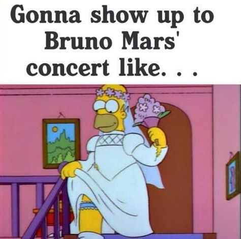 Accurate! Funny Homer Simpson meme. Every Hooligan will show up like this for a Bruno Mars concert! I mean who wouldn't? Planning Tools, Severus Snape, What’s Going On, Kiss You, The Simpsons, Say Hi, Best Memes, Tron, Funny Posts