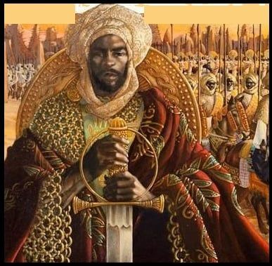 A modern artist's impression of the Mali Empire ruler Mansa Musa (r. 1312-1337 CE). Ghana Empire, Mali Empire, Ashanti Empire, Songhai Empire, Mansa Musa, African Empires, Ashanti People, Pilgrimage To Mecca, Benin City