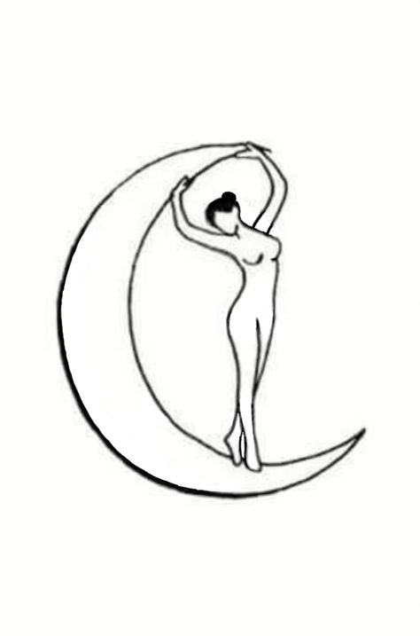 Dancing Moon Tattoo, Woman Sitting On Moon Tattoo, Moon Dance Tattoo, Soul Tattoos For Women, Sillohuete Tattoo, Woman On Moon Tattoo, Manatee Tattoo Outline, Dancing Under The Moon Tattoo, Dancing In The Moonlight Tattoo