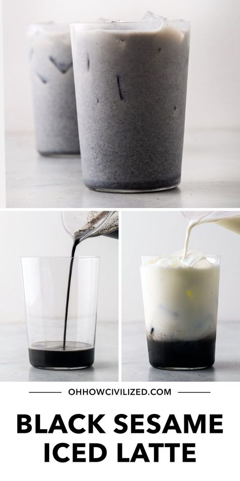 Black Sesame Coffee, Black Sesame Smoothie, Black Sesame Syrup, Black Sesame Drink, Black Sesame Cocktail, Black Sesame Seeds Recipes, Black Sesame Latte, Black Sesame Recipes, Latte Flavor Ideas