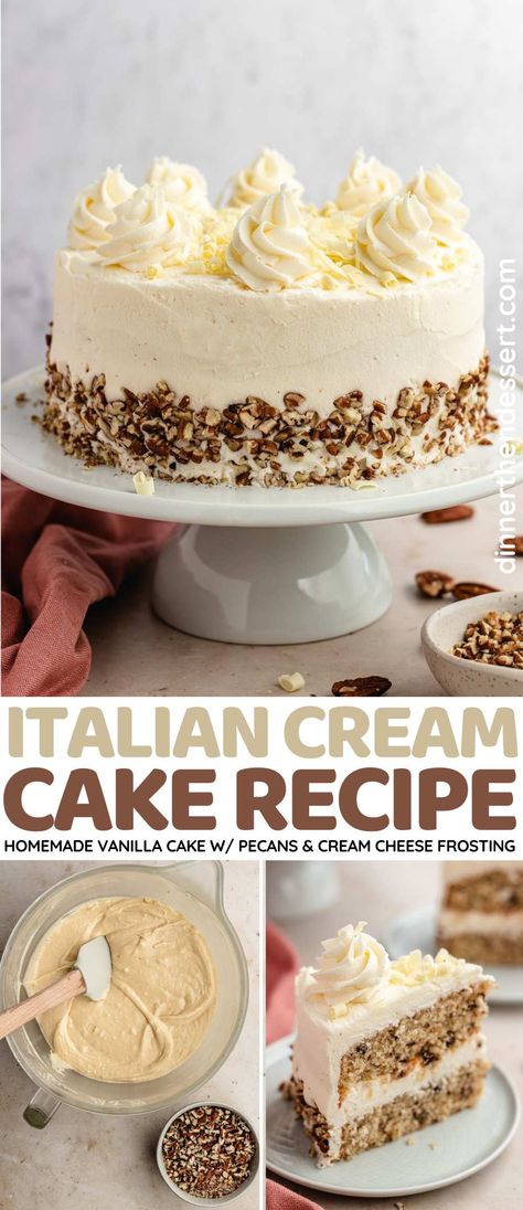 Italian Cream Cake Decoration, Italian Cream Icing Recipe, Italian Cream Cake Recipe Pioneer Woman, The Salty Cooker Italian Cream Cake, Mini Italian Cream Cake, Homemade Italian Cream Cake, Italian Almond Cream Cake, Italian Creme Cake Recipes Easy, Italian Buttercream Cake